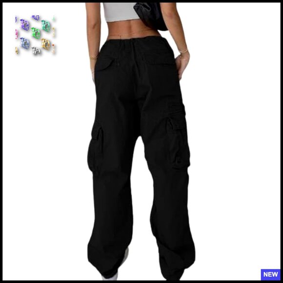 High Waisted Cargo Pants Y2K Streetwear Tactical Travel Wide Leg Casual